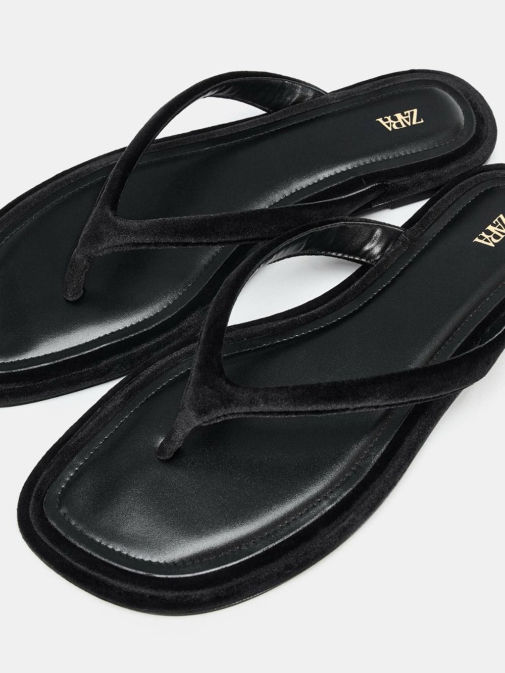 Zara VELVET EFFECT FLAT SANDALS